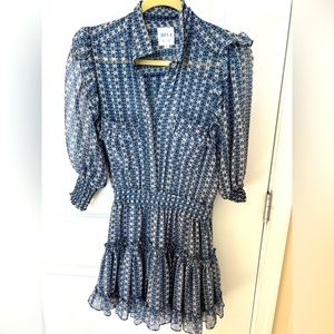 MISA blue ruffle minidress.